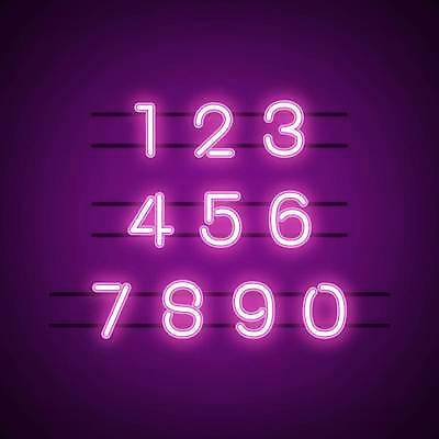 EPS 해외이미지 디자인 일러스트 타이포그라피 사람없음 빛 세트 숫자 보라색 플랫 네온 조합형타이포 해외일러스트 문자 컬러 파일형식 벡터 이미지허브