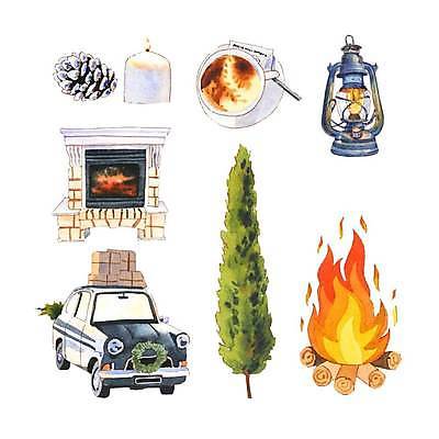 EPS 해외이미지 나무 겨울 일러스트 초 자동차 사람없음 상자 랜턴 모닥불 벽난로 솔방울 엘리먼트 해외일러스트 식물 계절 육상교통 불 조명 파일형식 벡터 이미지허브