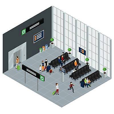 EPS 해외이미지 여자 남자 화분 어린이 여행 의자 일러스트 창문 가족 간판 서기 앉기 소년 여러명 성인 일상 달리기 걷기 캐리어 공간 쓰레기통 공항 엘리베이터 아이소메트릭 해외일러스트 가구 다수 관계 교통시설 모션 사람 라이프 여행가방 파일형식 벡터 이미지허브