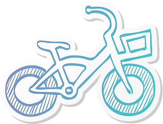 EPS 해외이미지 라인일러스트 일러스트 사람없음 파란색 바구니 자전거 스케치 어린이자전거 해외일러스트 컬러 미술 바이크 파일형식 벡터 이미지허브