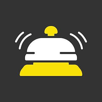 EPS 해외이미지 일러스트 사람없음 노란색 검은색 종 흰색 계산대 알림 부름 알림종 해외일러스트 컬러 모션 파일형식 벡터 이미지허브