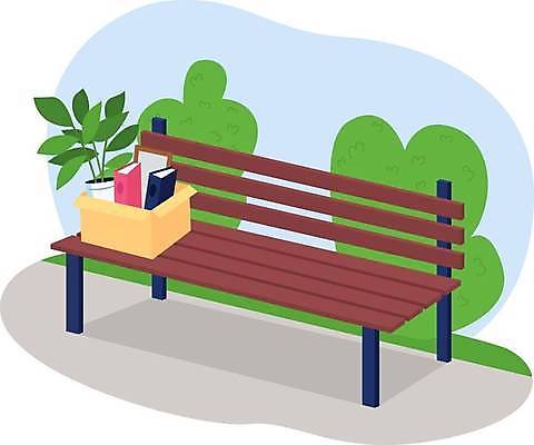 EPS 해외이미지 공원 화분 벤치 일러스트 사람없음 상자 사무용품 담기 해외일러스트 공공시설 의자 모션 문구용품 파일형식 벡터 이미지허브