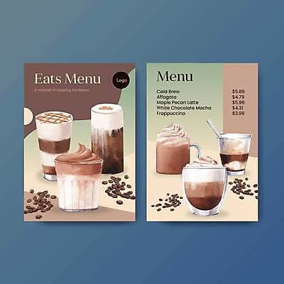 EPS 해외이미지 커피 일러스트 잔 사람없음 갈색 카페 원두 메뉴판 카푸치노 아이스커피 라떼 모카 아포카토 해외일러스트 식기 음료 컬러 디저트 상점 파일형식 벡터 이미지허브