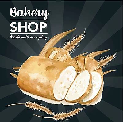 EPS 해외이미지 포스터 빵 일러스트 사람없음 노란색 검은색 밀 크루아상 슬라이스 해외일러스트 음식 컬러 곡류 파일형식 벡터 이미지허브