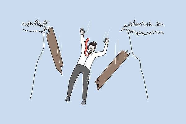 EPS 해외이미지 전신 라이프스타일 남자 하늘색 일러스트 한명 성인 일상 절벽 손상 비즈니스맨 떨어짐 낙하사고 외나무다리 성인남자한명만 해외일러스트 1 컨셉 비즈니스 사람 라이프 생활 파란색 직장인 사건 남자한명만 성인남자만 파일형식 벡터 이미지허브