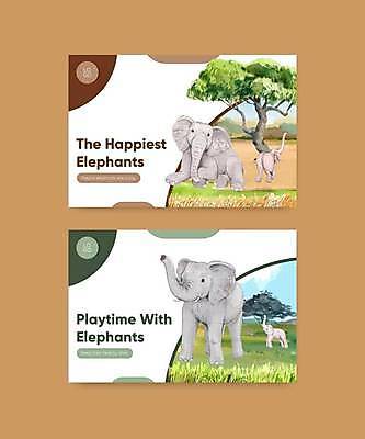 EPS 해외이미지 나무 여러마리 일러스트 초식동물 코끼리 사람없음 해외일러스트 식물 동물 다수 포유류 파일형식 벡터 이미지허브