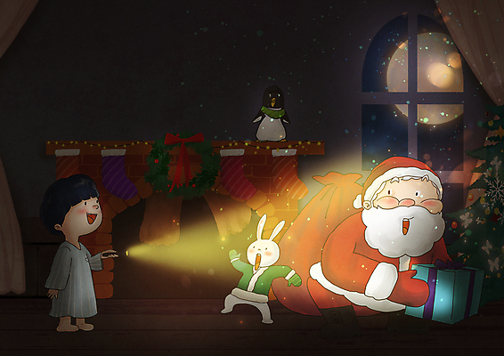 전신 PSD 할아버지 노년 남자 어린이 동물캐릭터 크리스마스 두마리 겨울 일러스트 창문 동화 집안 크리스마스선물 서기 들기 소년 두명 선물상자 빛 산타클로스 어둠 놀람 보름달 토끼 손전등 펭귄 벽난로 발견 발각 산타양말 크리스마스이브 남자만 크리스마스리스 국내일러스트 일러캐릭터 동물 캐릭터 계절 기념일 감정 2 포유류 모션 조류 조명 실내 표정 선물 사람 성인 반려동물 상자 화환 달 파일형식