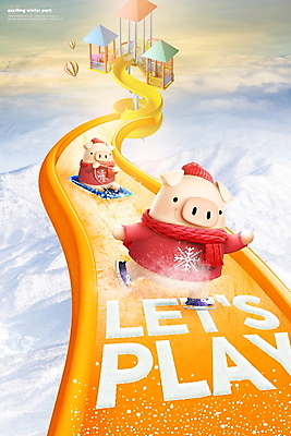 PSD 편집이미지 두마리 겨울 털모자 3D캐릭터 타이포그라피 사람없음 목도리 스케이트 열기구 돼지 승차 썰매 돼지캐릭터 슬라이드 설산 이미지편집 문자 캐릭터 모자_잡화 잡화 계절 스포츠용품 동물캐릭터 2 포유류 항공교통 모션 산 파일형식