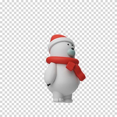 편집 편집이미지 한마리 크리스마스 산타모자 털모자 3D캐릭터 누끼 사람없음 3D 목도리 디지털합성 북극곰 PNG 편집소스 캐릭터 모자_잡화 1 잡화 기념일 곰 파일형식