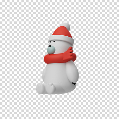 편집 편집이미지 한마리 크리스마스 털모자 3D캐릭터 누끼 앉기 사람없음 3D 목도리 디지털합성 북극곰 PNG 편집소스 캐릭터 모자_잡화 1 잡화 기념일 곰 모션 파일형식