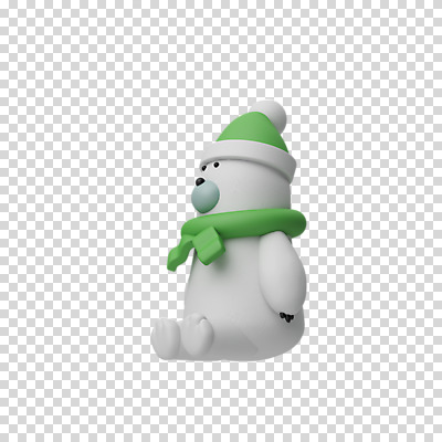 편집 편집이미지 한마리 크리스마스 털모자 3D캐릭터 누끼 앉기 사람없음 3D 목도리 디지털합성 북극곰 PNG 편집소스 캐릭터 모자_잡화 1 잡화 기념일 곰 모션 파일형식