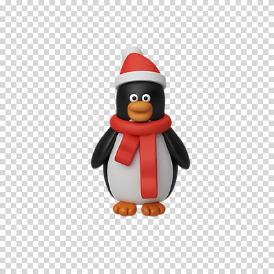 편집 편집이미지 한마리 크리스마스 산타모자 털모자 3D캐릭터 누끼 사람없음 3D 목도리 디지털합성 펭귄 PNG 편집소스 캐릭터 모자_잡화 1 잡화 기념일 조류 파일형식