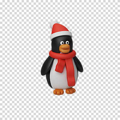 편집 편집이미지 한마리 크리스마스 산타모자 털모자 3D캐릭터 누끼 사람없음 3D 목도리 디지털합성 펭귄 PNG 편집소스 캐릭터 모자_잡화 1 잡화 기념일 조류 파일형식