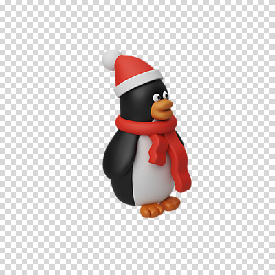 편집 편집이미지 한마리 크리스마스 산타모자 털모자 3D캐릭터 누끼 사람없음 3D 목도리 디지털합성 펭귄 PNG 편집소스 캐릭터 모자_잡화 1 잡화 기념일 조류 파일형식