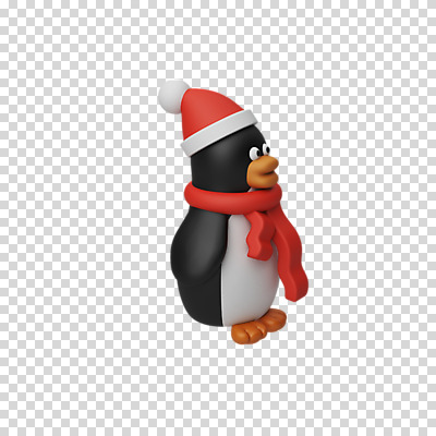 편집 편집이미지 한마리 크리스마스 산타모자 털모자 3D캐릭터 누끼 사람없음 3D 목도리 디지털합성 펭귄 PNG 편집소스 캐릭터 모자_잡화 1 잡화 기념일 조류 파일형식