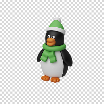 편집 편집이미지 한마리 크리스마스 털모자 3D캐릭터 누끼 사람없음 3D 목도리 디지털합성 펭귄 PNG 편집소스 캐릭터 모자_잡화 1 잡화 기념일 조류 파일형식