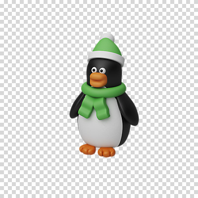 편집 편집이미지 한마리 크리스마스 털모자 3D캐릭터 누끼 사람없음 3D 목도리 디지털합성 펭귄 PNG 편집소스 캐릭터 모자_잡화 1 잡화 기념일 조류 파일형식