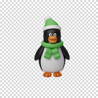 편집 편집이미지 한마리 크리스마스 털모자 3D캐릭터 누끼 사람없음 3D 목도리 디지털합성 펭귄 PNG 편집소스 캐릭터 모자_잡화 1 잡화 기념일 조류 파일형식
