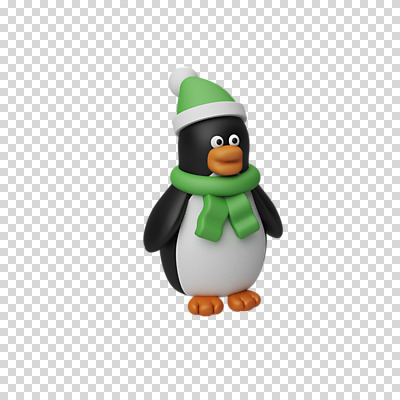 편집 편집이미지 한마리 크리스마스 털모자 3D캐릭터 누끼 사람없음 3D 목도리 디지털합성 펭귄 PNG 편집소스 캐릭터 모자_잡화 1 잡화 기념일 조류 파일형식