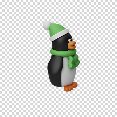 편집 편집이미지 한마리 크리스마스 털모자 3D캐릭터 누끼 사람없음 3D 목도리 디지털합성 펭귄 PNG 편집소스 캐릭터 모자_잡화 1 잡화 기념일 조류 파일형식