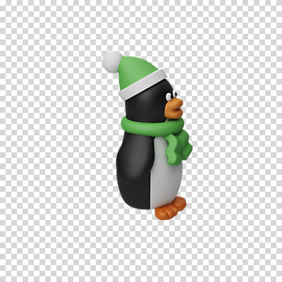 편집 편집이미지 한마리 크리스마스 털모자 3D캐릭터 누끼 사람없음 3D 목도리 디지털합성 펭귄 PNG 편집소스 캐릭터 모자_잡화 1 잡화 기념일 조류 파일형식