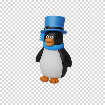편집 편집이미지 한마리 크리스마스 3D캐릭터 누끼 사람없음 3D 목도리 디지털합성 펭귄 PNG 신사모자 편집소스 캐릭터 모자_잡화 1 잡화 기념일 조류 파일형식