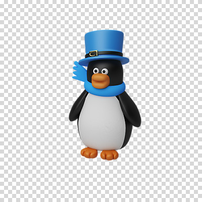 편집 편집이미지 한마리 크리스마스 3D캐릭터 누끼 사람없음 3D 목도리 디지털합성 펭귄 PNG 신사모자 편집소스 캐릭터 모자_잡화 1 잡화 기념일 조류 파일형식