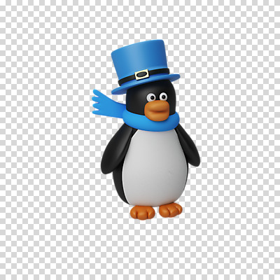 편집 편집이미지 한마리 크리스마스 3D캐릭터 누끼 사람없음 3D 목도리 디지털합성 펭귄 PNG 신사모자 편집소스 캐릭터 모자_잡화 1 잡화 기념일 조류 파일형식