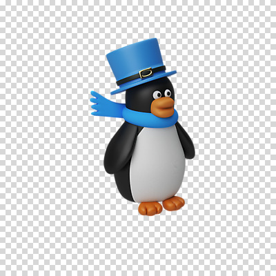 편집 편집이미지 한마리 크리스마스 3D캐릭터 누끼 사람없음 3D 목도리 디지털합성 펭귄 PNG 신사모자 편집소스 캐릭터 모자_잡화 1 잡화 기념일 조류 파일형식