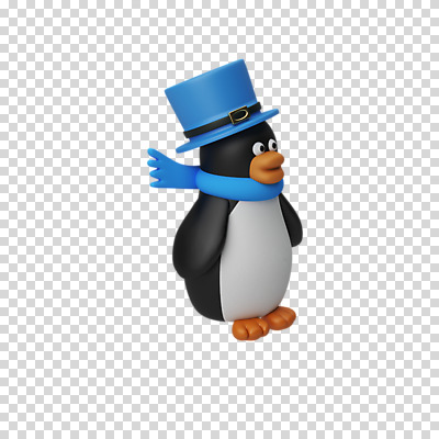 편집 편집이미지 한마리 크리스마스 3D캐릭터 누끼 사람없음 3D 목도리 디지털합성 펭귄 PNG 신사모자 편집소스 캐릭터 모자_잡화 1 잡화 기념일 조류 파일형식