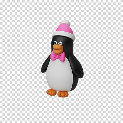 편집 편집이미지 한마리 크리스마스 나비넥타이 털모자 3D캐릭터 누끼 사람없음 3D 디지털합성 펭귄 PNG 편집소스 캐릭터 모자_잡화 1 기념일 조류 넥타이 파일형식
