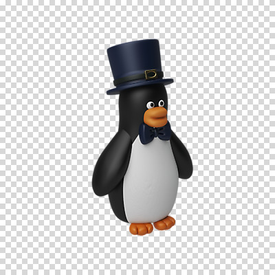 편집 편집이미지 한마리 크리스마스 나비넥타이 3D캐릭터 누끼 사람없음 3D 디지털합성 펭귄 PNG 신사모자 편집소스 캐릭터 모자_잡화 1 기념일 조류 넥타이 파일형식