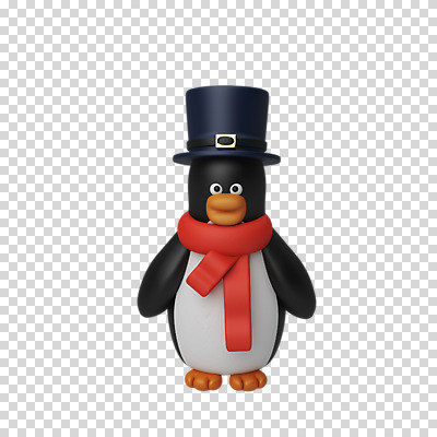편집 편집이미지 한마리 크리스마스 3D캐릭터 누끼 사람없음 3D 목도리 디지털합성 펭귄 PNG 신사모자 편집소스 캐릭터 모자_잡화 1 잡화 기념일 조류 파일형식
