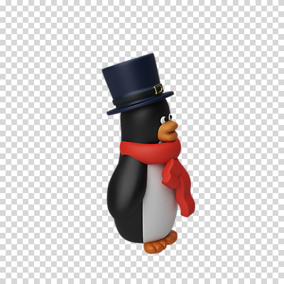 편집 편집이미지 한마리 크리스마스 3D캐릭터 누끼 사람없음 3D 목도리 디지털합성 펭귄 PNG 신사모자 편집소스 캐릭터 모자_잡화 1 잡화 기념일 조류 파일형식