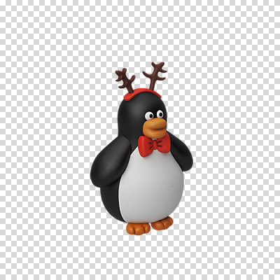 편집 편집이미지 한마리 크리스마스 나비넥타이 3D캐릭터 누끼 사람없음 3D 디지털합성 펭귄 PNG 루돌프머리띠 편집소스 캐릭터 1 기념일 조류 넥타이 머리띠 파일형식