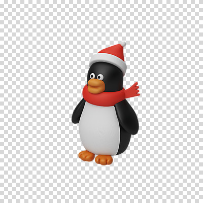 편집 편집이미지 한마리 크리스마스 산타모자 털모자 3D캐릭터 누끼 사람없음 3D 목도리 디지털합성 펭귄 PNG 편집소스 캐릭터 모자_잡화 1 잡화 기념일 조류 파일형식