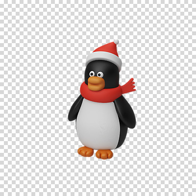 편집 편집이미지 한마리 크리스마스 산타모자 털모자 3D캐릭터 누끼 사람없음 3D 목도리 디지털합성 펭귄 PNG 편집소스 캐릭터 모자_잡화 1 잡화 기념일 조류 파일형식
