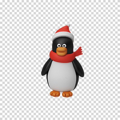 편집 편집이미지 한마리 크리스마스 산타모자 털모자 3D캐릭터 누끼 사람없음 3D 목도리 디지털합성 펭귄 PNG 편집소스 캐릭터 모자_잡화 1 잡화 기념일 조류 파일형식