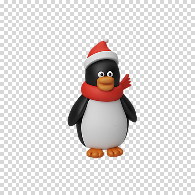 편집 편집이미지 한마리 크리스마스 산타모자 털모자 3D캐릭터 누끼 사람없음 3D 목도리 디지털합성 펭귄 PNG 편집소스 캐릭터 모자_잡화 1 잡화 기념일 조류 파일형식