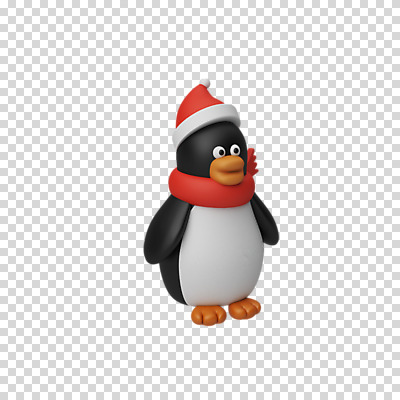편집 편집이미지 한마리 크리스마스 산타모자 털모자 3D캐릭터 누끼 사람없음 3D 목도리 디지털합성 펭귄 PNG 편집소스 캐릭터 모자_잡화 1 잡화 기념일 조류 파일형식
