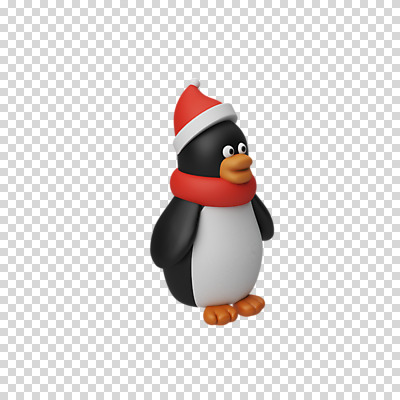 편집 편집이미지 한마리 크리스마스 산타모자 털모자 3D캐릭터 누끼 사람없음 3D 목도리 디지털합성 펭귄 PNG 편집소스 캐릭터 모자_잡화 1 잡화 기념일 조류 파일형식