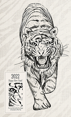 PSD 한마리 응시 얼굴 라인일러스트 일러스트 근하신년 새해 입벌림 근접촬영 사람없음 라벨 걷기 회색 호랑이띠 호랑이 위협 해피뉴이어 호피 2022년 임인년 국내일러스트 1 시선 뷰포인트 컬러 무늬 포유류 모션 프레임 표정 신체부위 새해인사 십이지신 연도 파일형식