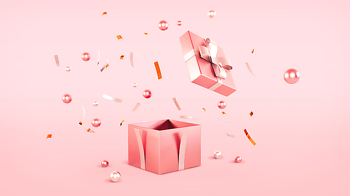 PSD 편집 편집이미지 리본 분홍색 이벤트 사람없음 선물상자 3D 오픈 원형 디지털합성 오브젝트 꽃가루 입체도형 편집소스 편집3D 도형 컬러 선물 상자 가루 입체 파일형식