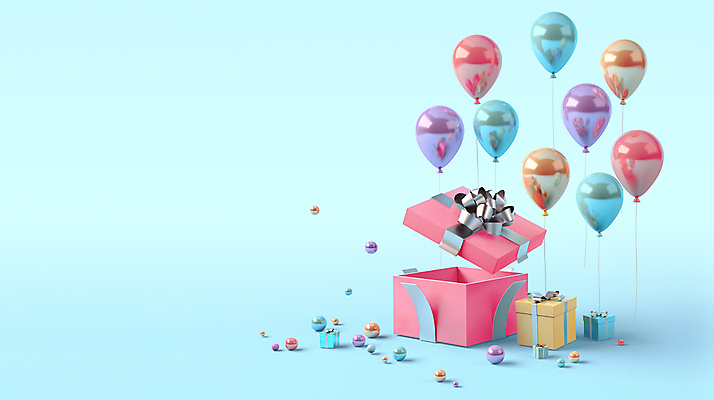 PSD 편집 편집이미지 리본 하늘색 이벤트 사람없음 선물상자 반사 3D 오픈 원형 디지털합성 오브젝트 풍선 입체도형 편집소스 편집3D 도형 선물 파란색 상자 입체 파일형식