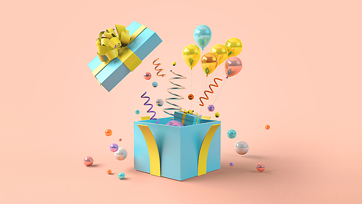 PSD 편집 편집이미지 리본 분홍색 이벤트 사람없음 선물상자 3D 오픈 원형 디지털합성 오브젝트 꽃가루 풍선 입체도형 편집소스 편집3D 도형 컬러 선물 상자 가루 입체 파일형식