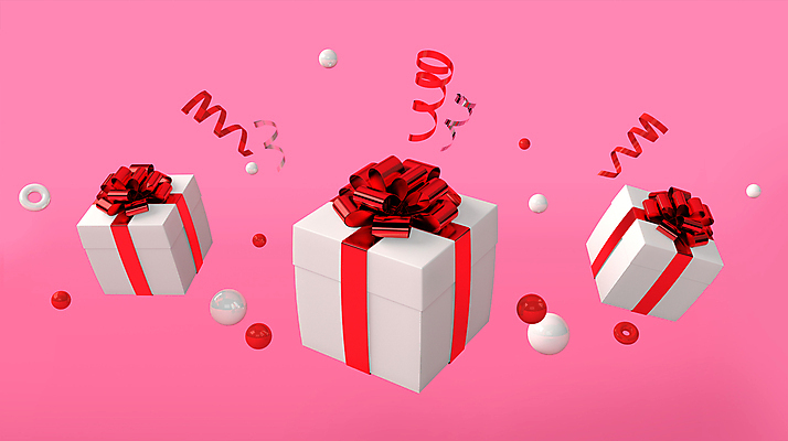 PSD 편집 편집이미지 리본 이벤트 사람없음 선물상자 3D 원형 고리 디지털합성 오브젝트 꽃가루 풍선 입체도형 진분홍색 편집소스 편집3D 도형 분홍색 선물 상자 가루 입체 파일형식