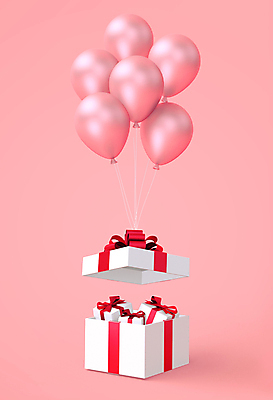 PSD 편집 편집이미지 리본 분홍색 발렌타인데이 매달리기 이벤트 사람없음 선물상자 3D 오픈 가득함 디지털합성 오브젝트 풍선 편집소스 편집3D 컬러 모션 데이이벤트 선물 상자 파일형식