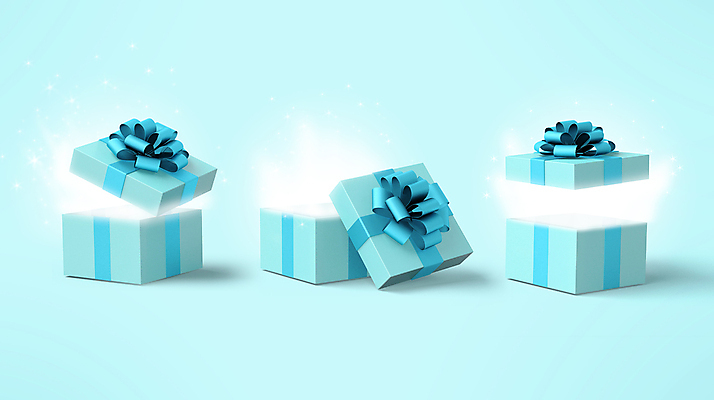 PSD 편집 편집이미지 리본 하늘색 이벤트 사람없음 선물상자 빛 3D 오픈 디지털합성 오브젝트 편집소스 편집3D 선물 파란색 상자 파일형식