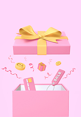 PSD 편집 편집이미지 리본 분홍색 이벤트 사람없음 선물상자 3D 꼬리표 동전 오픈 신용카드 디지털합성 오브젝트 금화 꽃가루 포인트 편집소스 편집3D 컬러 돈 선물 금융 상자 라벨 황금 가루 파일형식