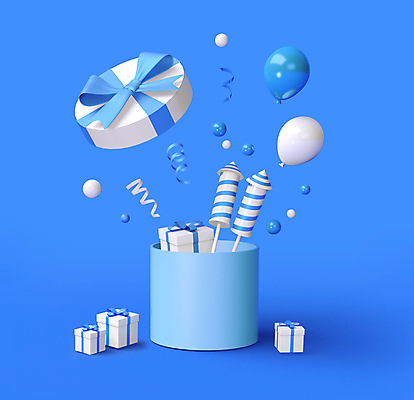 PSD 편집 편집이미지 폭죽 이벤트 사람없음 파란색 선물상자 3D 오픈 원형 디지털합성 오브젝트 꽃가루 풍선 입체도형 편집소스 편집3D 도형 컬러 선물 상자 가루 입체 파일형식
